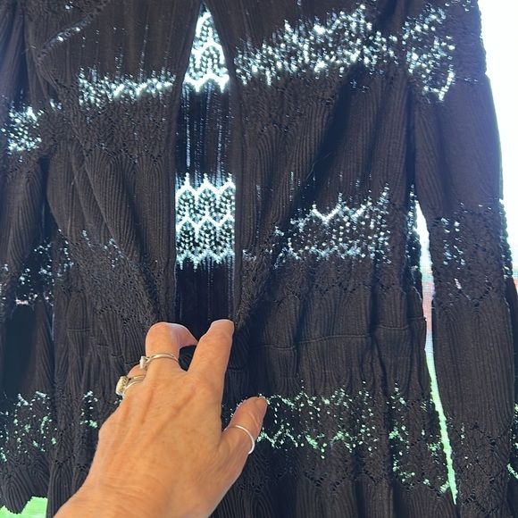 FREE PEOPLE FIRE ISLAND BLACK WOMENS SIZE M CINCH WAIST OPEN BACK KNIT TOP - Picture 7 of 13